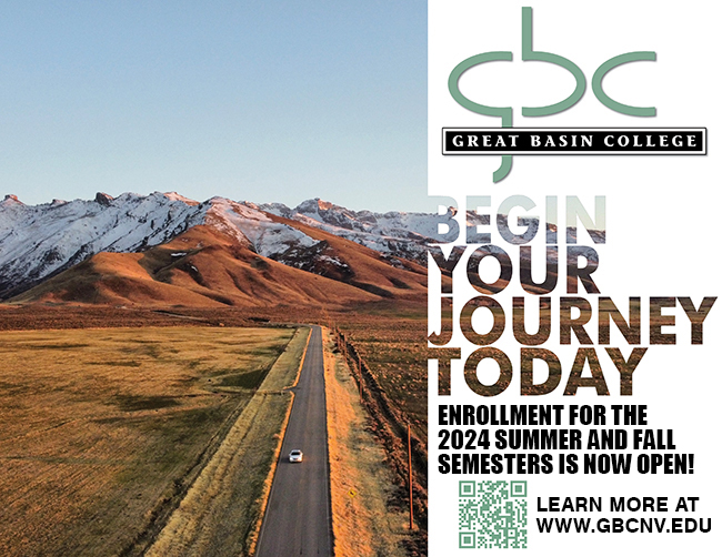 2024 Summer and Fall Semesters Open Enrollment begins April 1!, gbc logo, a single car on a lonely highway near mountains.