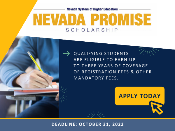 NV Promise Scholarship logo and information graphic.