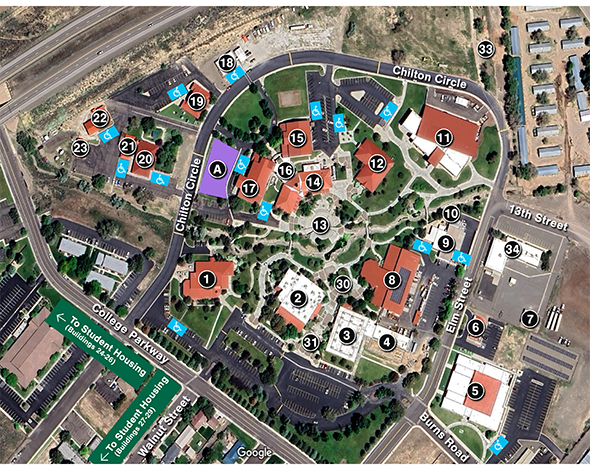 Aerial view campus map.